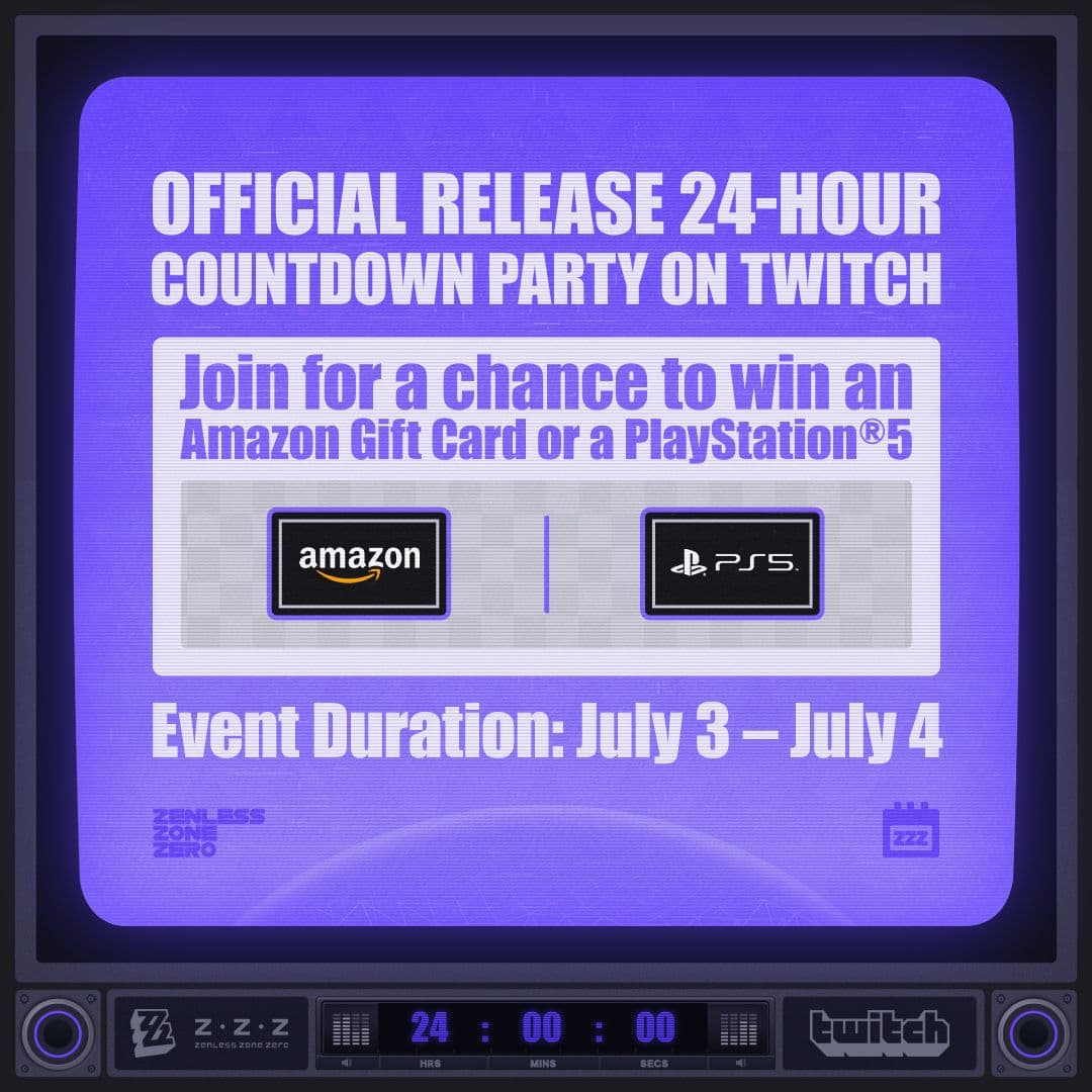 Anúncio de contagem regressiva de 24H: Lançamento Oficial de Zenless Zone Zero na Twitch