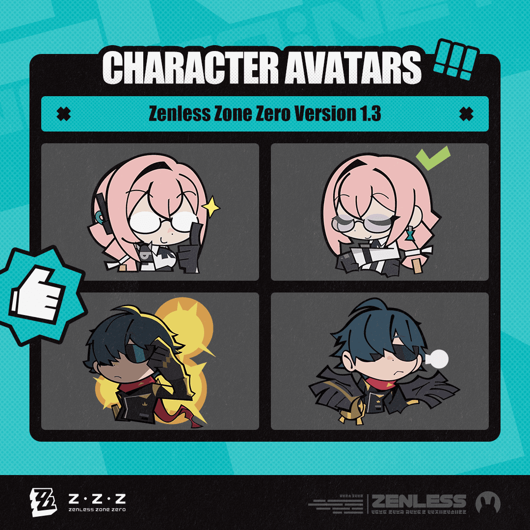 Avatares de Personagens da Versão 1.3 de Zenless Zone Zero