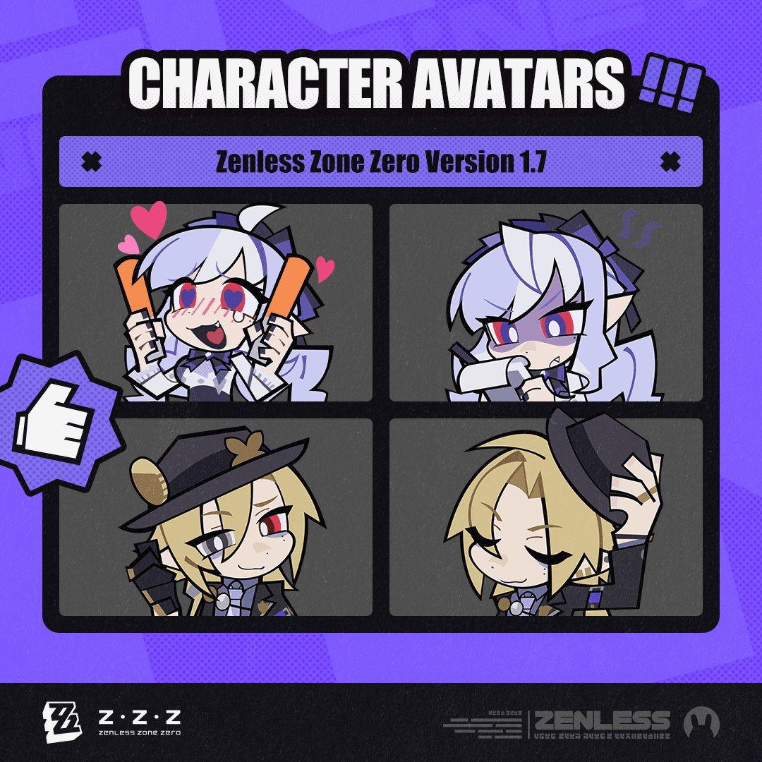 Avatares de Personagens da Versão 1.7 de Zenless Zone Zero